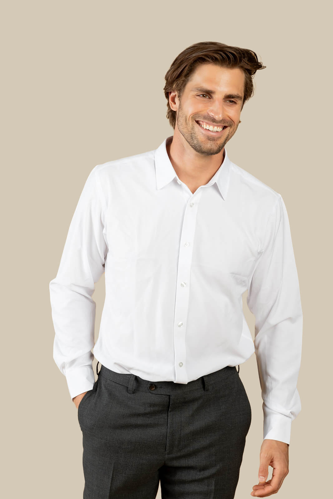 Coffee Dress Shirt for Men - White