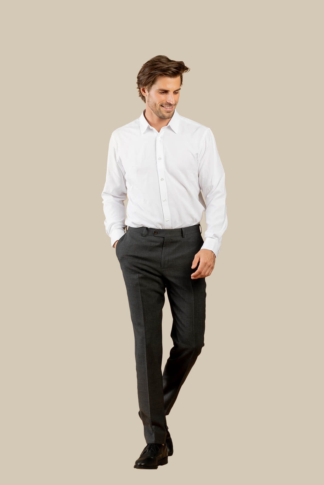 Coffee Dress Shirt for Men - White