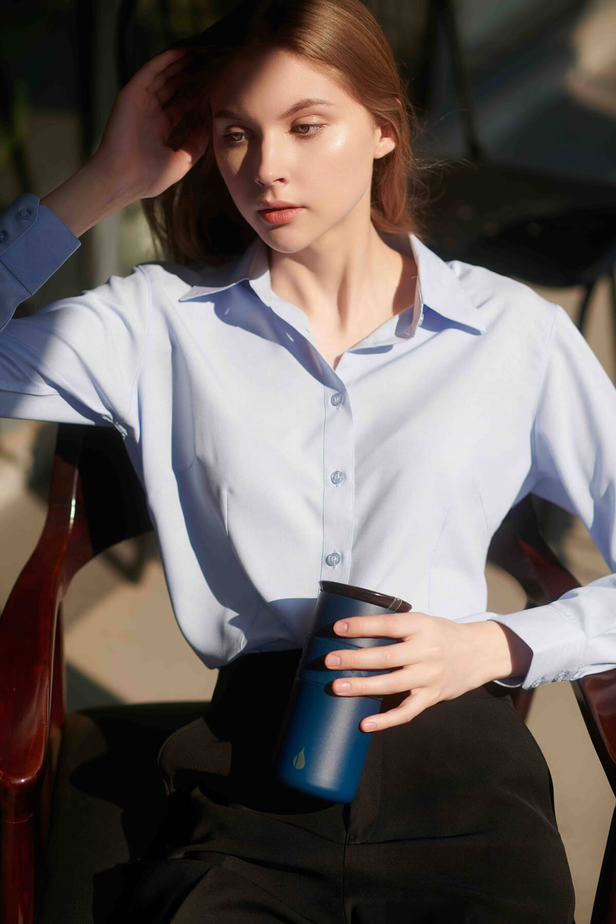 Coffee Dress Shirt for Women - Light Blue